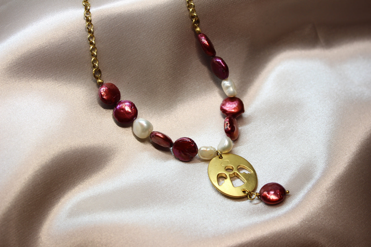 Collar Angel Perlas Vino
