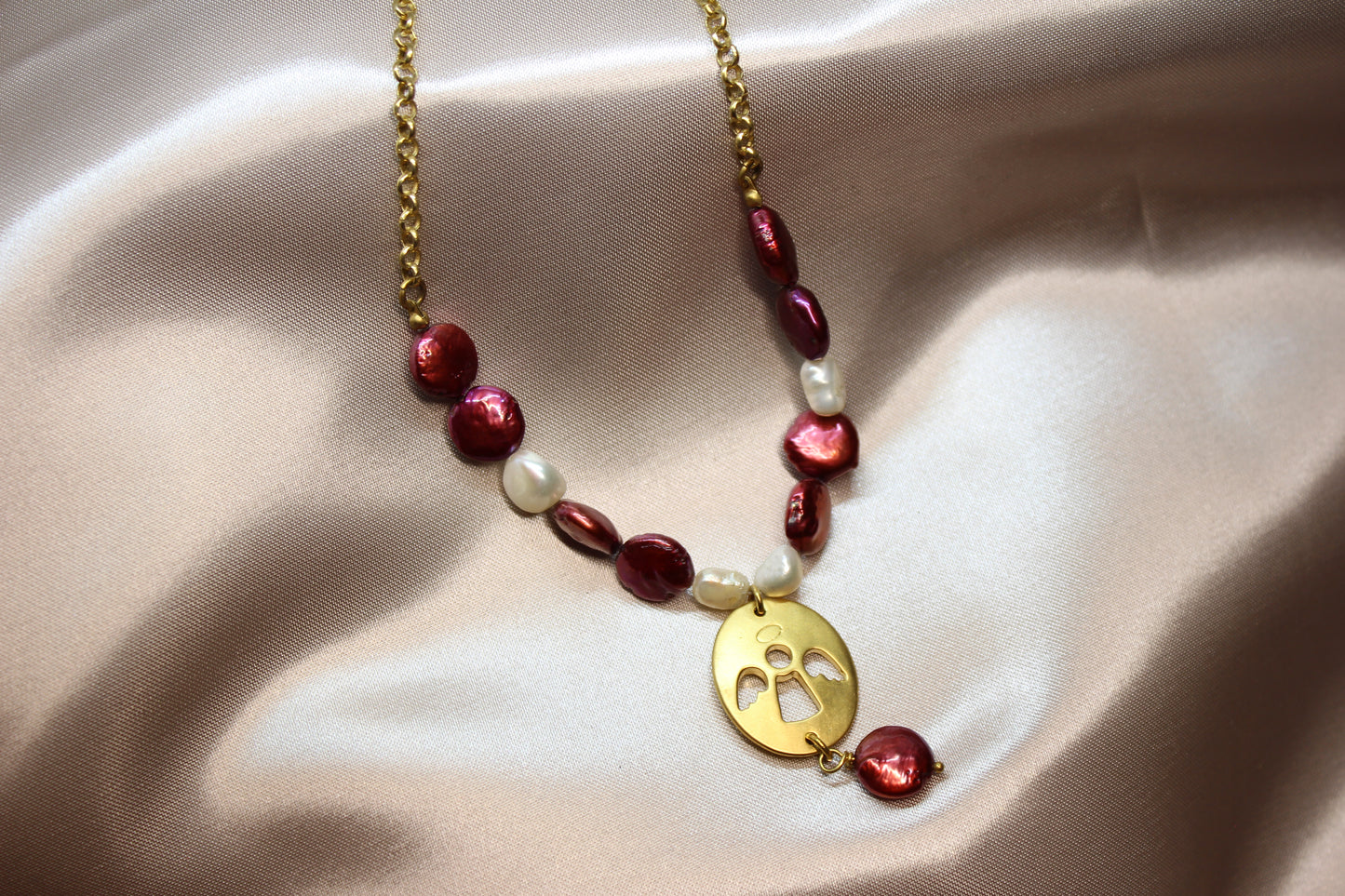Collar Angel Perlas Vino