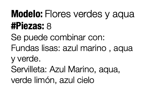 FLORES VERDES Y AQUA SET