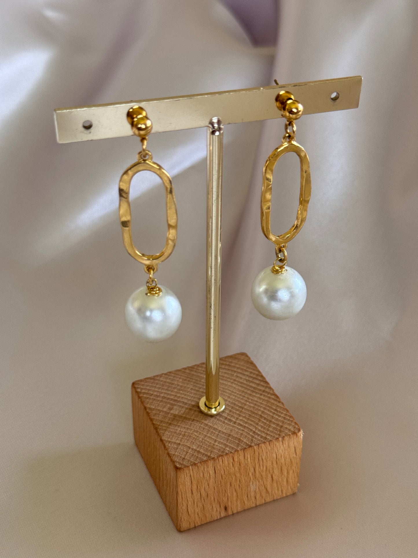 Aretes Dije Aro con Perla