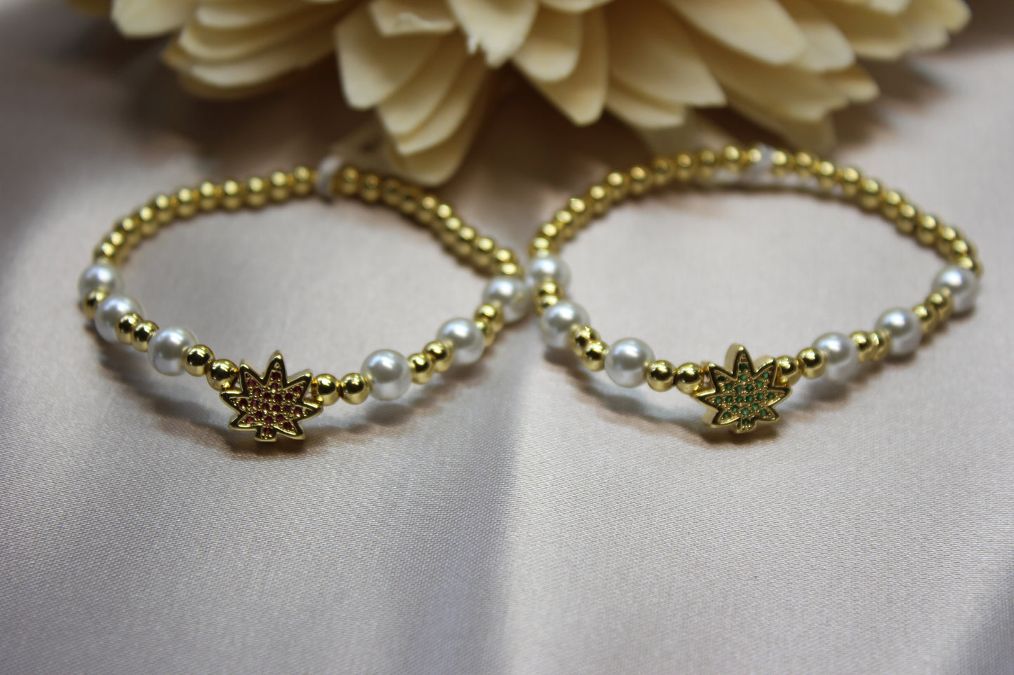 Pulsera hoja maple verde