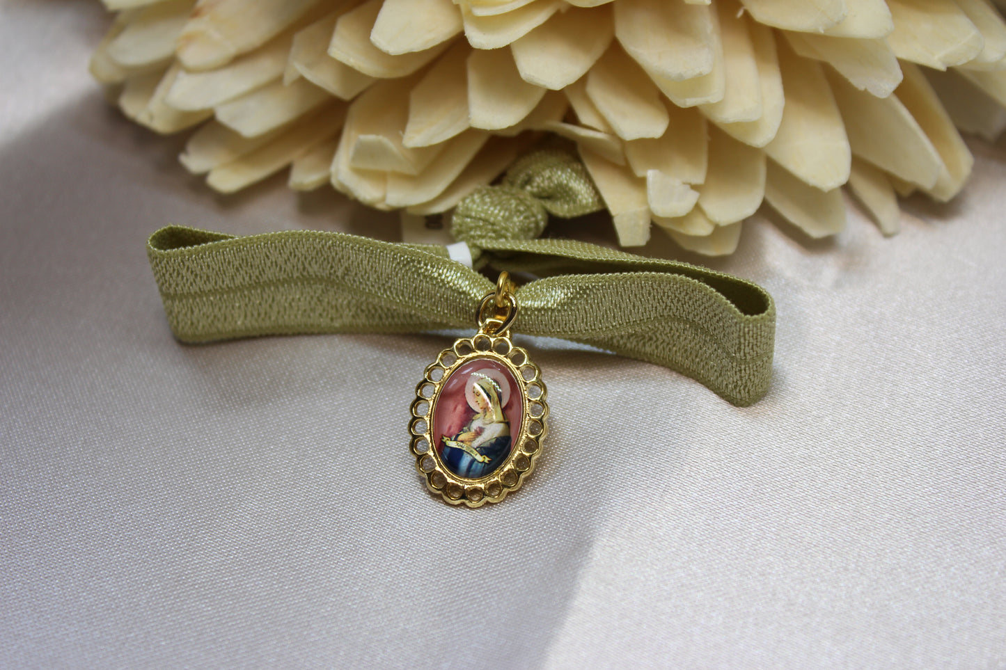 Pulsera elástico Virgen Rosa Mística