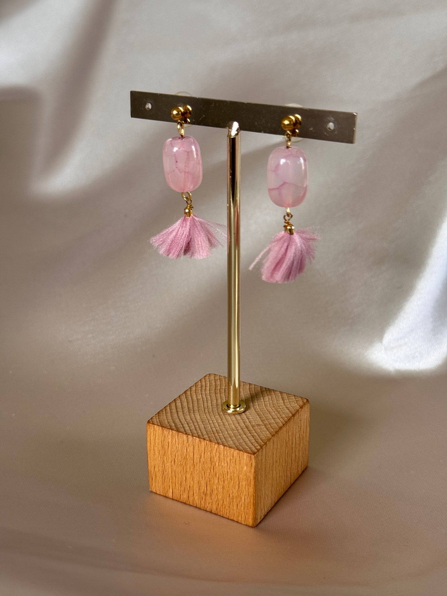 Aretes Pompon Rosa