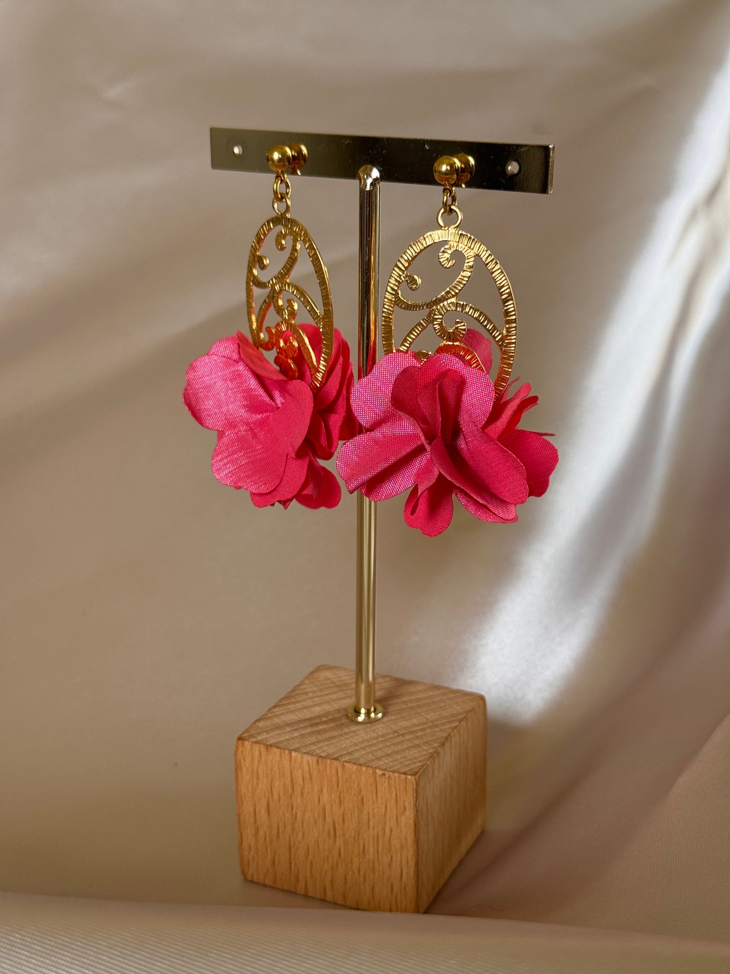 Aretes Dije Flor Textil