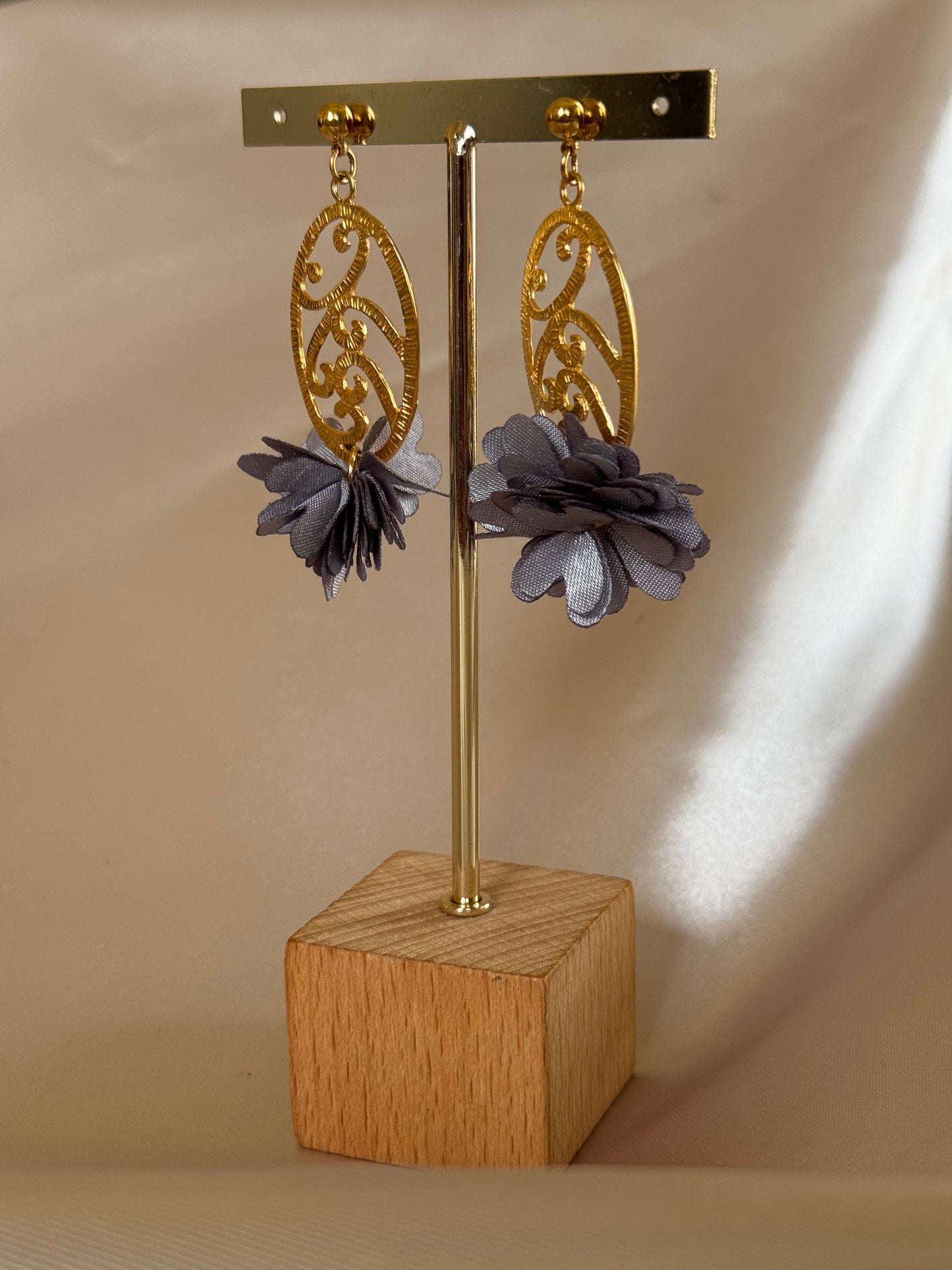 Aretes Dije Flor Textil