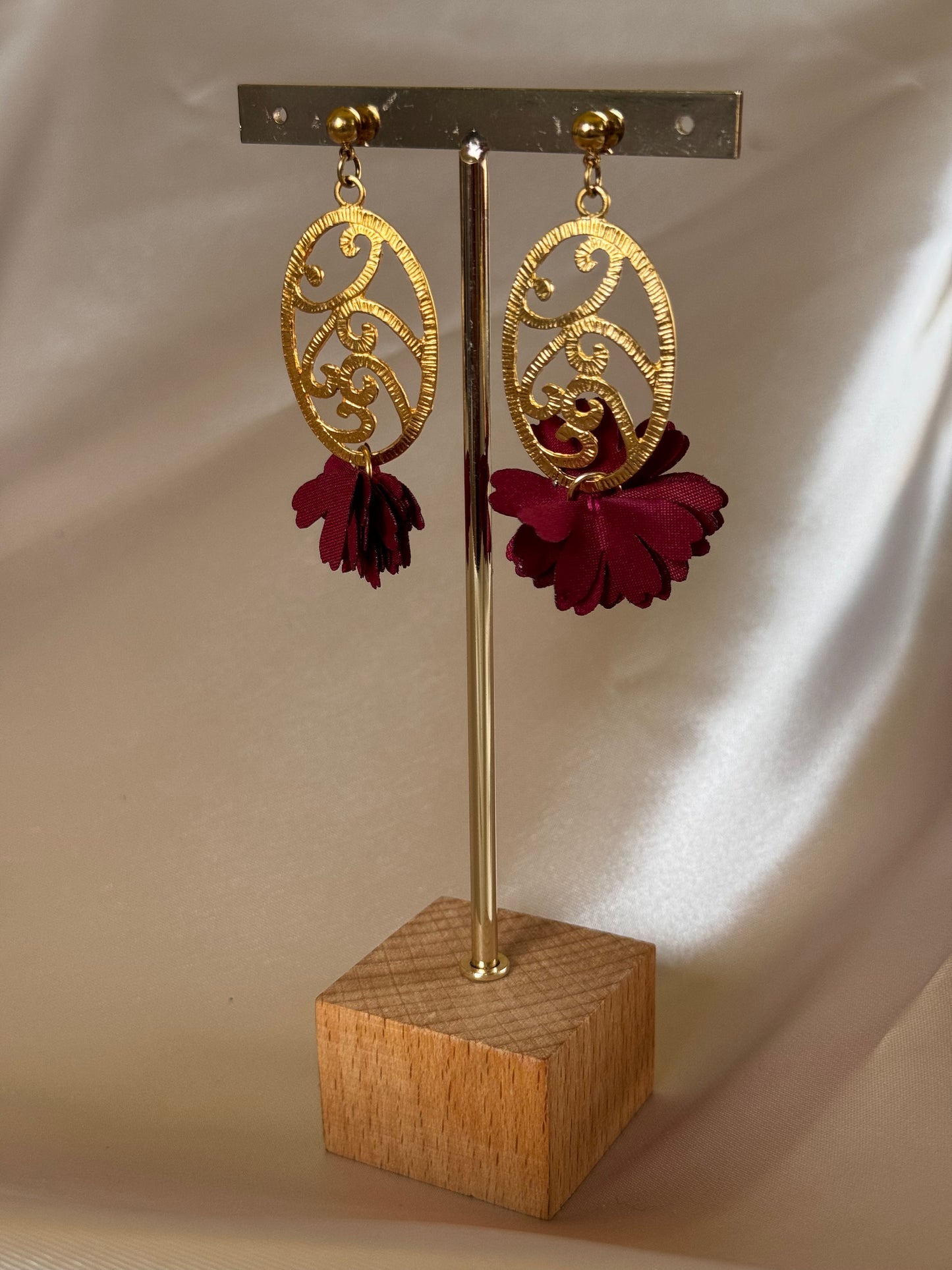 Aretes Dije Flor Textil