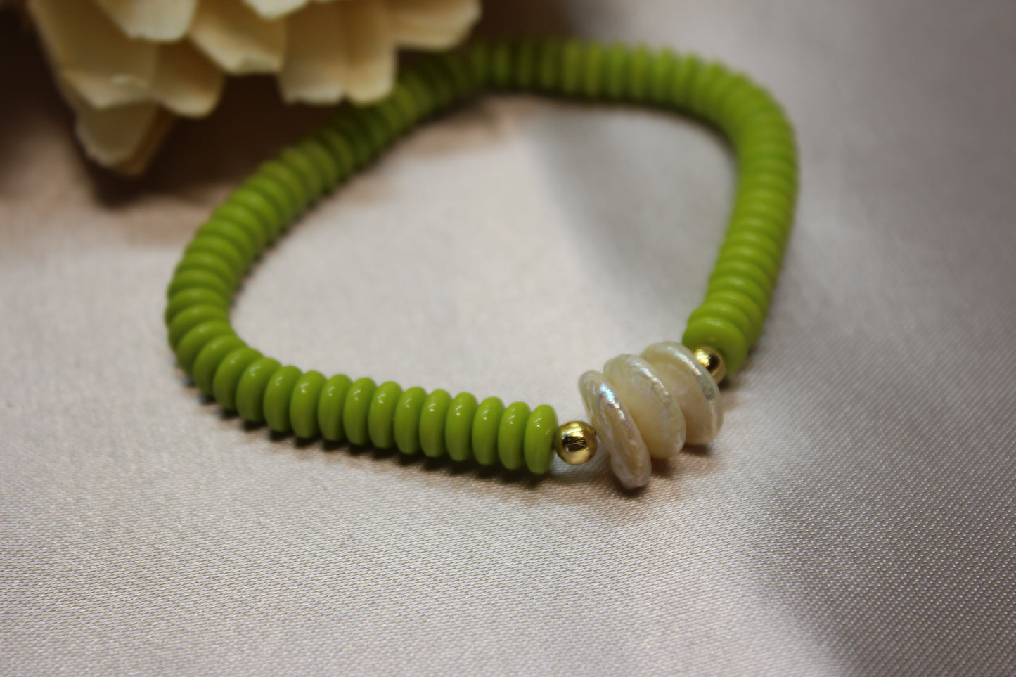Pulsera verde perlitas