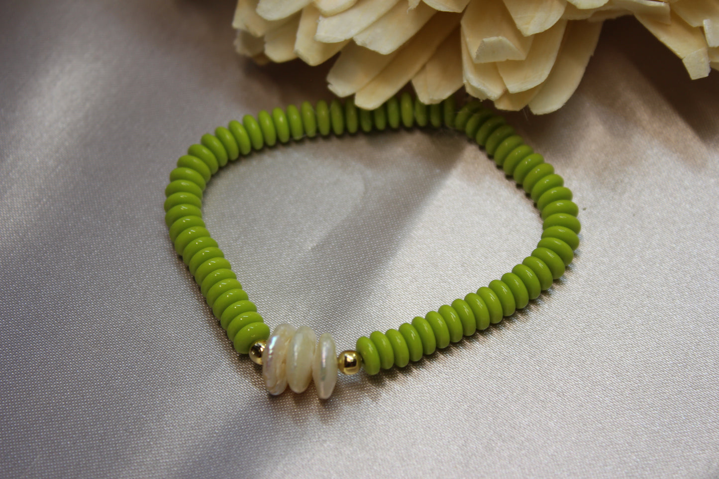 Pulsera verde perlitas