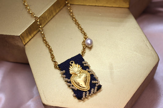 Escapulario SagradoCorazón azul